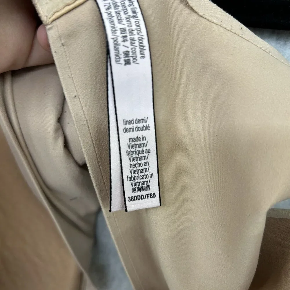 Victoria's Secret Womens 38DDD Beige Lined Underwire Back Closure Demi Bra